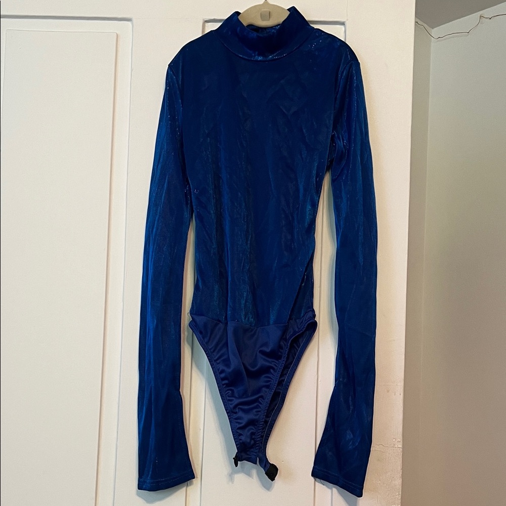Solado Chic Royal Blue Long Sleeve Bodysuit with skirt